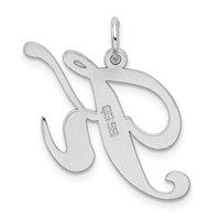 Sterling Silver Rhodium-plated Fancy Script Letter K Initial Charm view 3