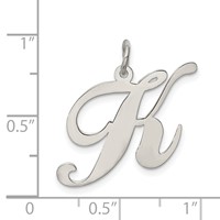 Sterling Silver Rhodium-plated Fancy Script Letter K Initial Charm view 4