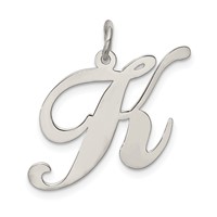 Sterling Silver Rhodium-plated Fancy Script Letter K Initial Charm view 1