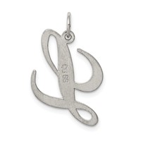 Sterling Silver Rhodium-plated Fancy Script Letter L Initial Charm view 3