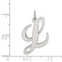 Sterling Silver Rhodium-plated Fancy Script Letter L Initial Charm view 4