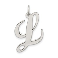 Sterling Silver Rhodium-plated Fancy Script Letter L Initial Charm view 1