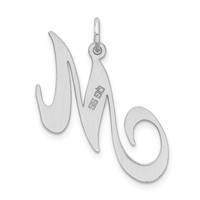 Sterling Silver Rhodium-plated Fancy Script Letter M Initial Charm view 3