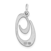 Sterling Silver Rhodium-plated Fancy Script Letter O Initial Charm view 3