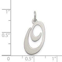 Sterling Silver Rhodium-plated Fancy Script Letter O Initial Charm view 4