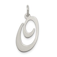 Sterling Silver Rhodium-plated Fancy Script Letter O Initial Charm view 1