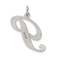 Sterling Silver Rhodium-plated Fancy Script Letter P Initial Charm view 3