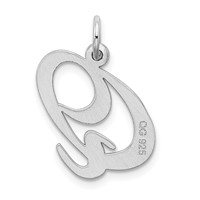 Sterling Silver Rhodium-plated Fancy Script Letter Q Initial Charm view 3