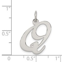 Sterling Silver Rhodium-plated Fancy Script Letter Q Initial Charm view 4