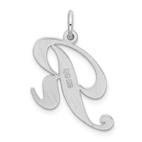 Sterling Silver Rhodium-plated Fancy Script Letter R Initial Charm view 3
