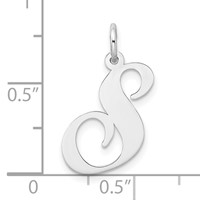 Sterling Silver Rhodium-plated Fancy Script Letter S Initial Charm view 4