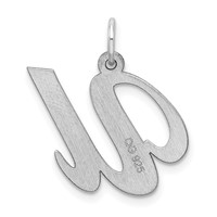 Sterling Silver Rhodium-plated Fancy Script Letter U Initial Charm view 3