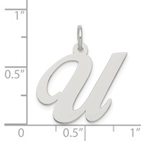 Sterling Silver Rhodium-plated Fancy Script Letter U Initial Charm view 4