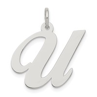 Sterling Silver Rhodium-plated Fancy Script Letter U Initial Charm view 1