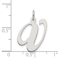 Sterling Silver Rhodium-plated Fancy Script Letter V Initial Charm view 4