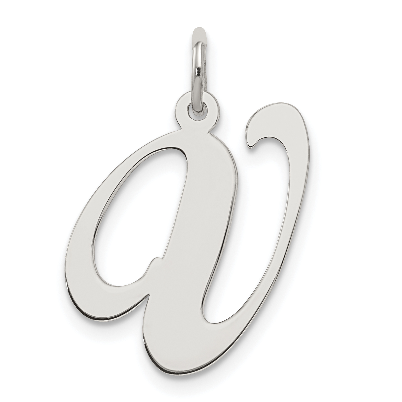 Sterling Silver Rhodium-plated Fancy Script Letter V Initial Charm (QC5090V)