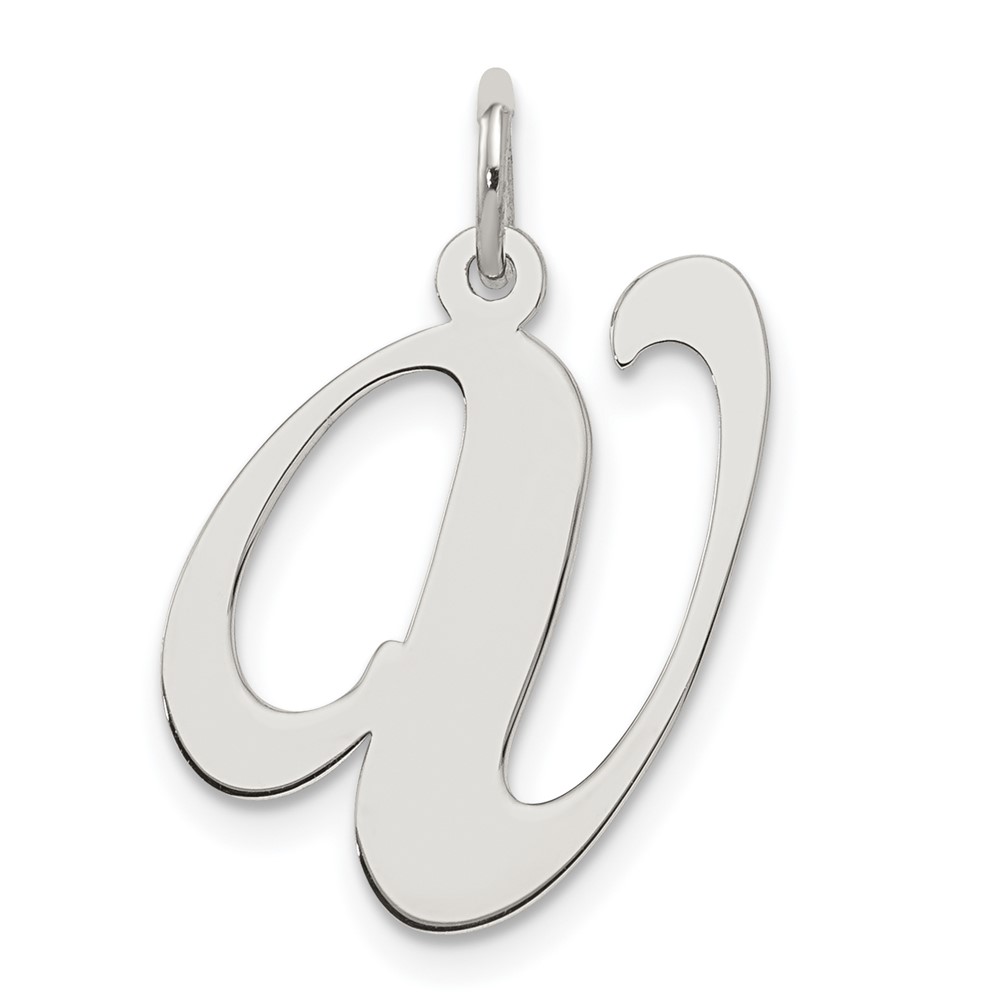 Sterling Silver Rhodium-plated Fancy Script Letter V Initial Charm (QC5090V)