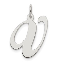 Sterling Silver Rhodium-plated Fancy Script Letter V Initial Charm view 1