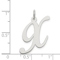 Sterling Silver Rhodium-plated Fancy Script Letter X Initial Charm view 4