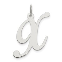 Sterling Silver Rhodium-plated Fancy Script Letter X Initial Charm view 1