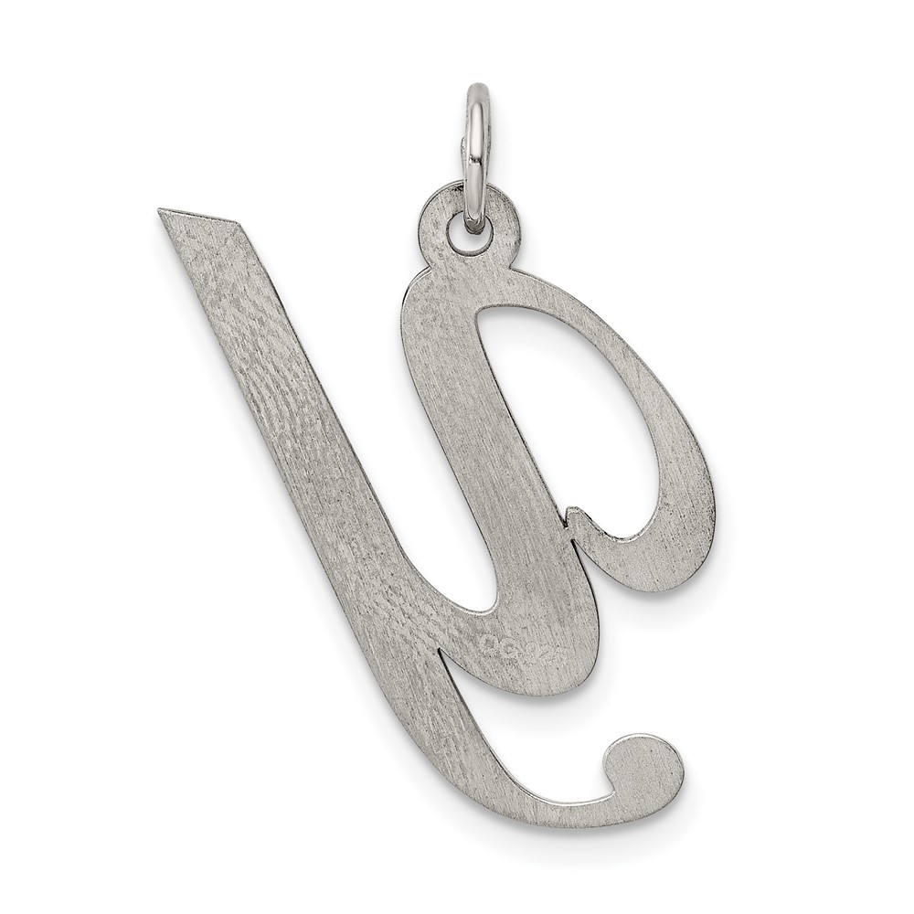 Sterling Silver Rhodium-plated Fancy Script Letter Y Initial Charm (QC5090Y)