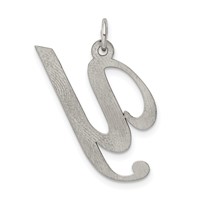 Sterling Silver Rhodium-plated Fancy Script Letter Y Initial Charm view 3