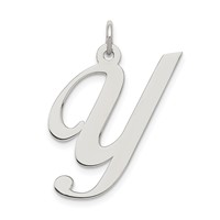 Sterling Silver Rhodium-plated Fancy Script Letter Y Initial Charm view 1