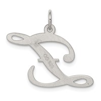 Sterling Silver Rhodium-plated Fancy Script Letter Z Initial Charm view 3