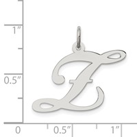 Sterling Silver Rhodium-plated Fancy Script Letter Z Initial Charm view 4