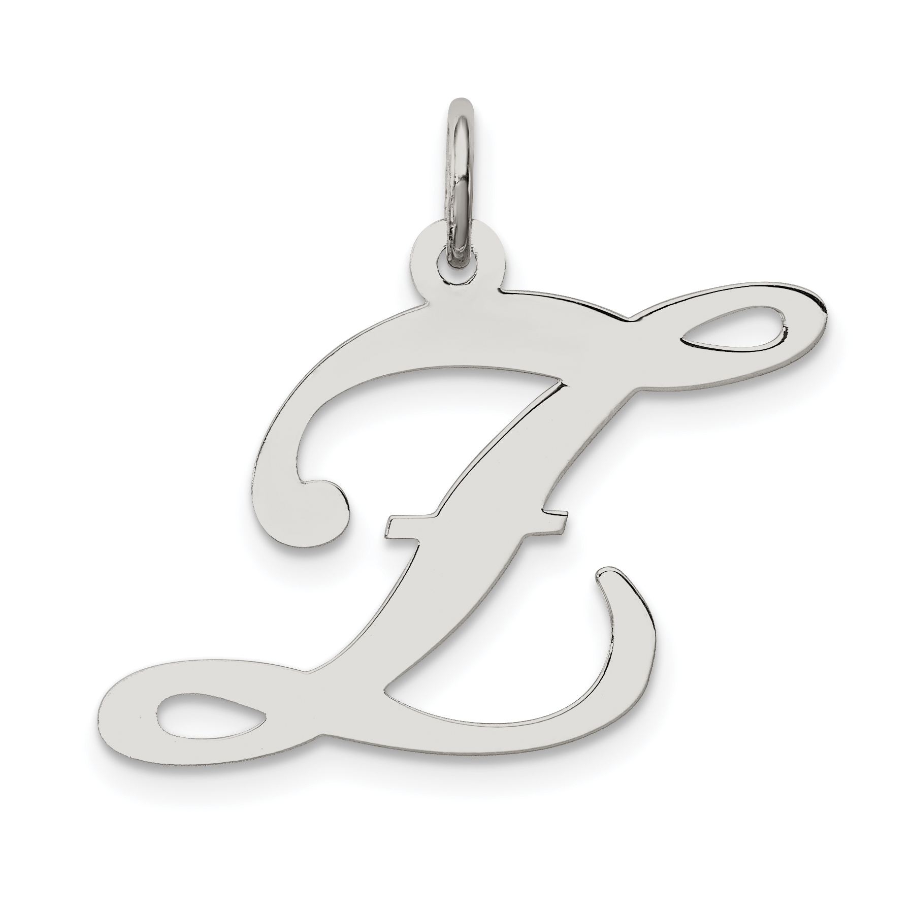 Sterling Silver Rhodium-plated Fancy Script Letter Z Initial Charm (QC5090Z)