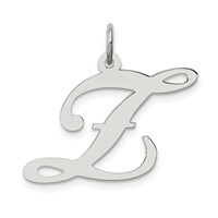 Sterling Silver Rhodium-plated Fancy Script Letter Z Initial Charm view 1