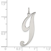 Sterling Silver Rhodium-plated Fancy Script Letter J Initial Charm view 4