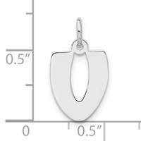 Sterling Silver Polished Bubble Block Initial V Charm view 3