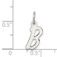 Sterling Silver Rhodium-plated Letter B Initial Charm view 4