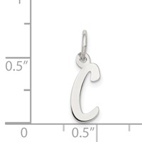Sterling Silver Rhodium-plated Letter C Initial Charm view 3