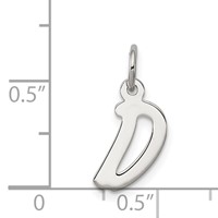 Sterling Silver Rhodium-plated Letter D Initial Charm view 3