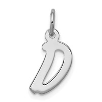Sterling Silver Rhodium-plated Letter D Initial Charm view 1