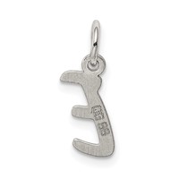 Sterling Silver Rhodium-plated Letter E Initial Charm view 4