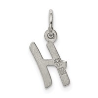 Sterling Silver Rhodium-plated Letter H Initial Charm view 4