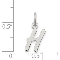 Sterling Silver Rhodium-plated Letter H Initial Charm view 3