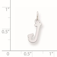 Sterling Silver Rhodium-plated Letter J Initial Charm view 3