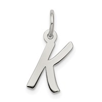Sterling Silver Rhodium-plated Letter K Initial Charm view 1