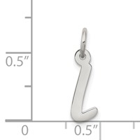 Sterling Silver Rhodium-plated Letter L Initial Charm view 4