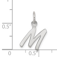 Sterling Silver Rhodium-plated Letter M Initial Charm view 4