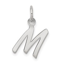 Sterling Silver Rhodium-plated Letter M Initial Charm view 1