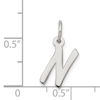 Sterling Silver Rhodium-plated Letter N Initial Charm view 3