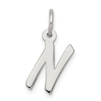 Sterling Silver Rhodium-plated Letter N Initial Charm view 1
