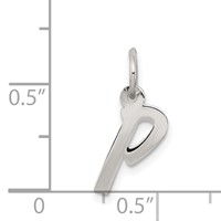 Sterling Silver Rhodium-plated Letter P Initial Charm view 3