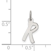 Sterling Silver Rhodium-plated Letter R Initial Charm view 3