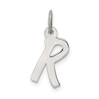 Sterling Silver Rhodium-plated Letter R Initial Charm view 1